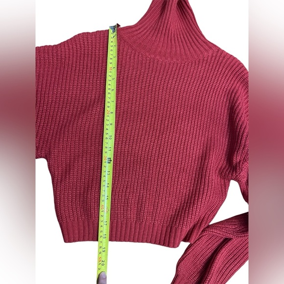 ZAFUL sz Lg Long Sleeve Pullover Cropped Mock Neck Lantern Sleeve Ribbed Sweater - Picture 4 of 9
